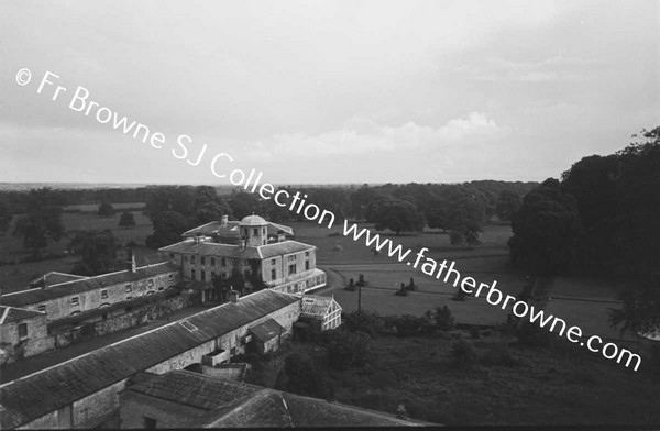 CORBALTON HALL  LOOKING DOWN FROM TOWER HOUSE AND GREAT COURTYARD WITH WALLED GARDEN